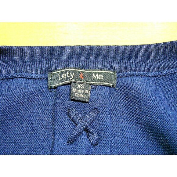 Lety & Me Womens Braided Cardigan Sweater Navy Blue Open Front 3/4 Sleeves Sz XS - Picture 7 of 11